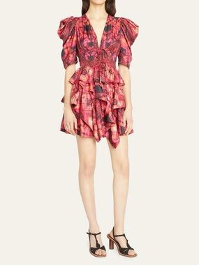 Ulla Johnson Zita Tiered Ruffle Silk Mini Dress